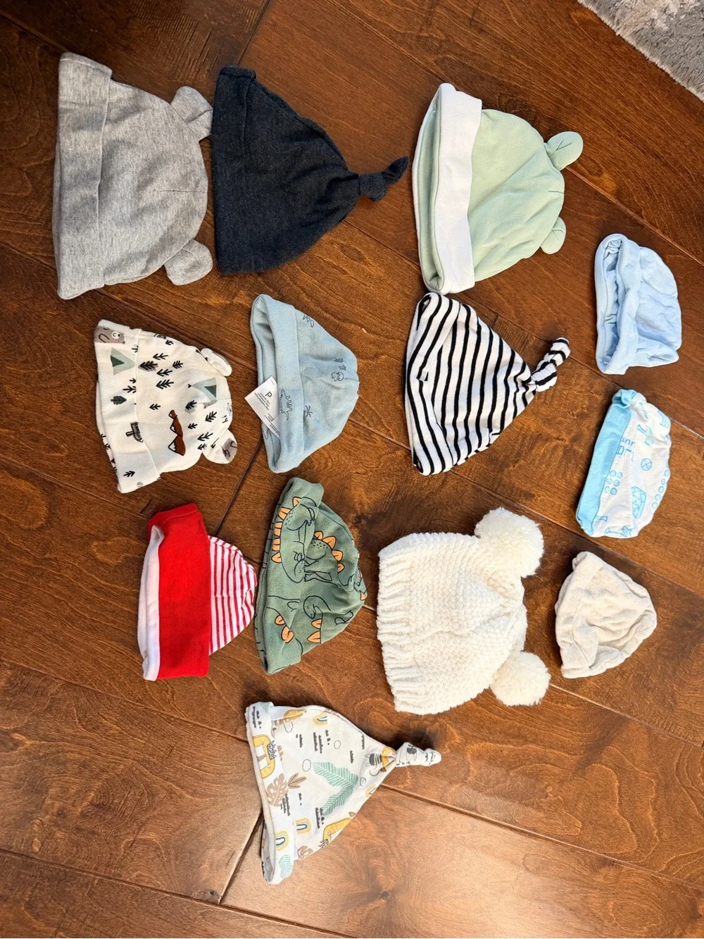 Carter's Baby Beanie Hat Lot - Blue, Green, Red, White, Gray, Black, Tan